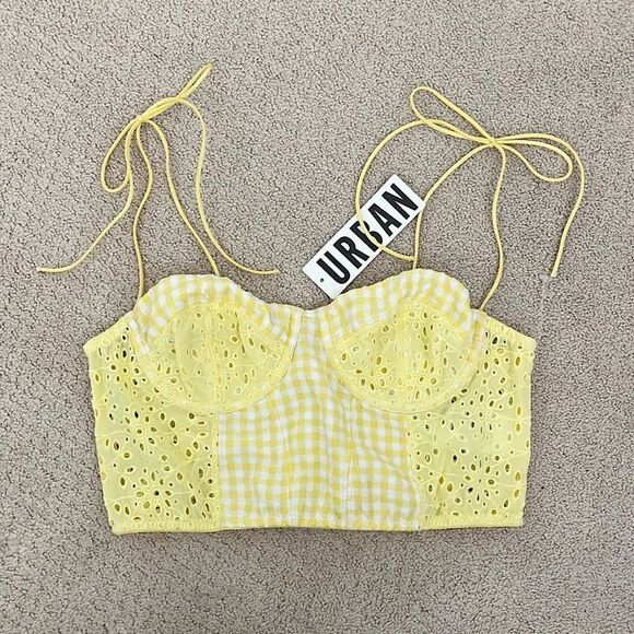 Urban Outfitters Yellow Gingham Bustier - Picture 1 of 9